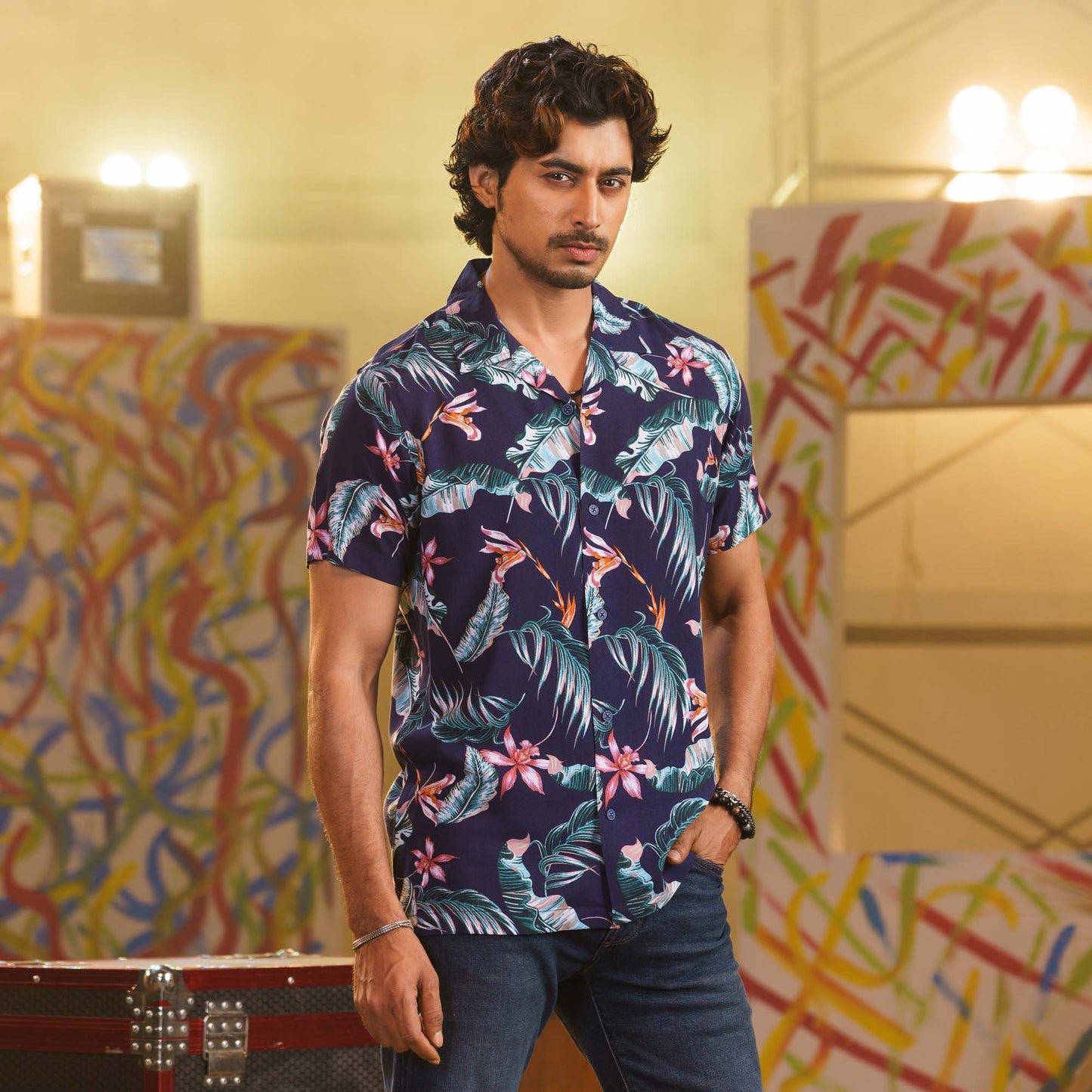 Mens Blue-Green Hawaii Shirt
