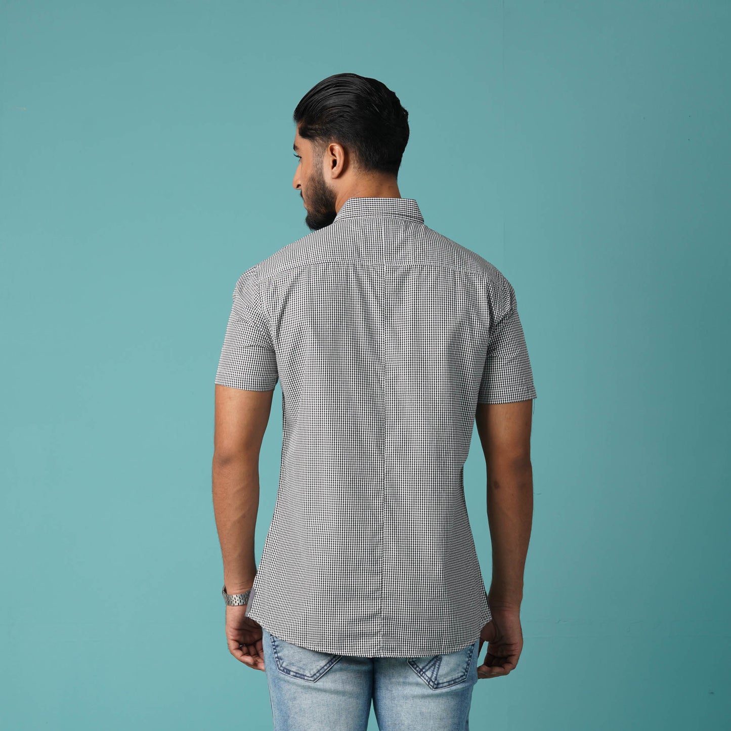 Mens Short Sleeve Black & White Shirt