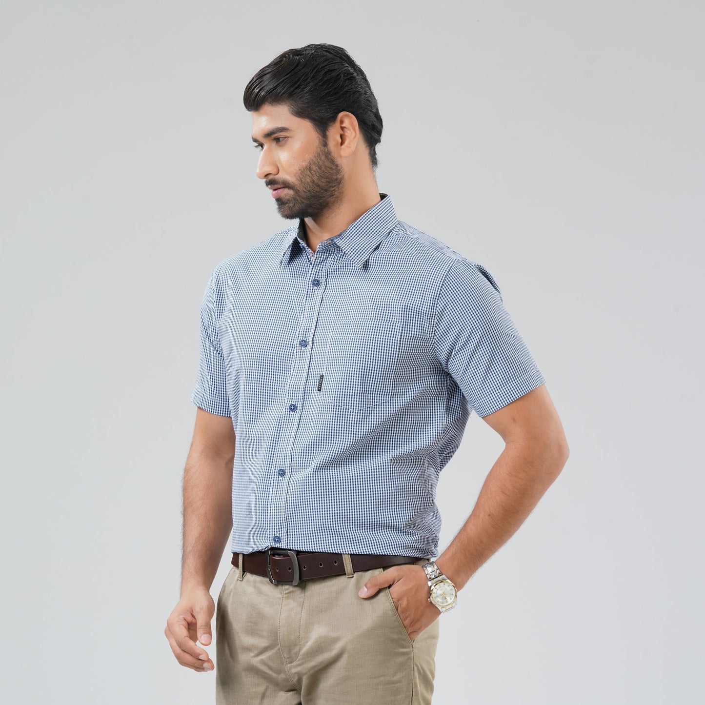 Mens Navy & White Shirt