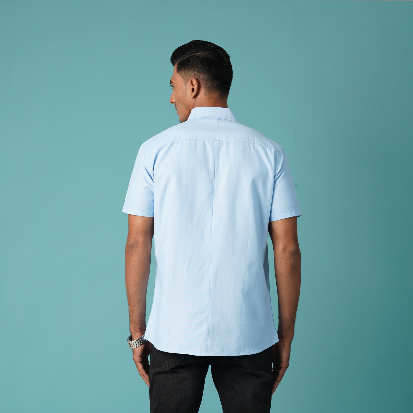 Mens Blue Short Sleeve Shirt