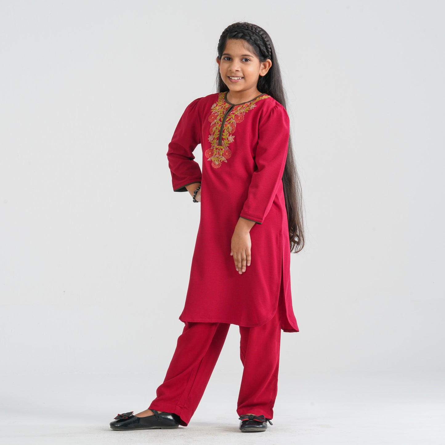 Girl’s Crinkled Georgette Two Piece Set