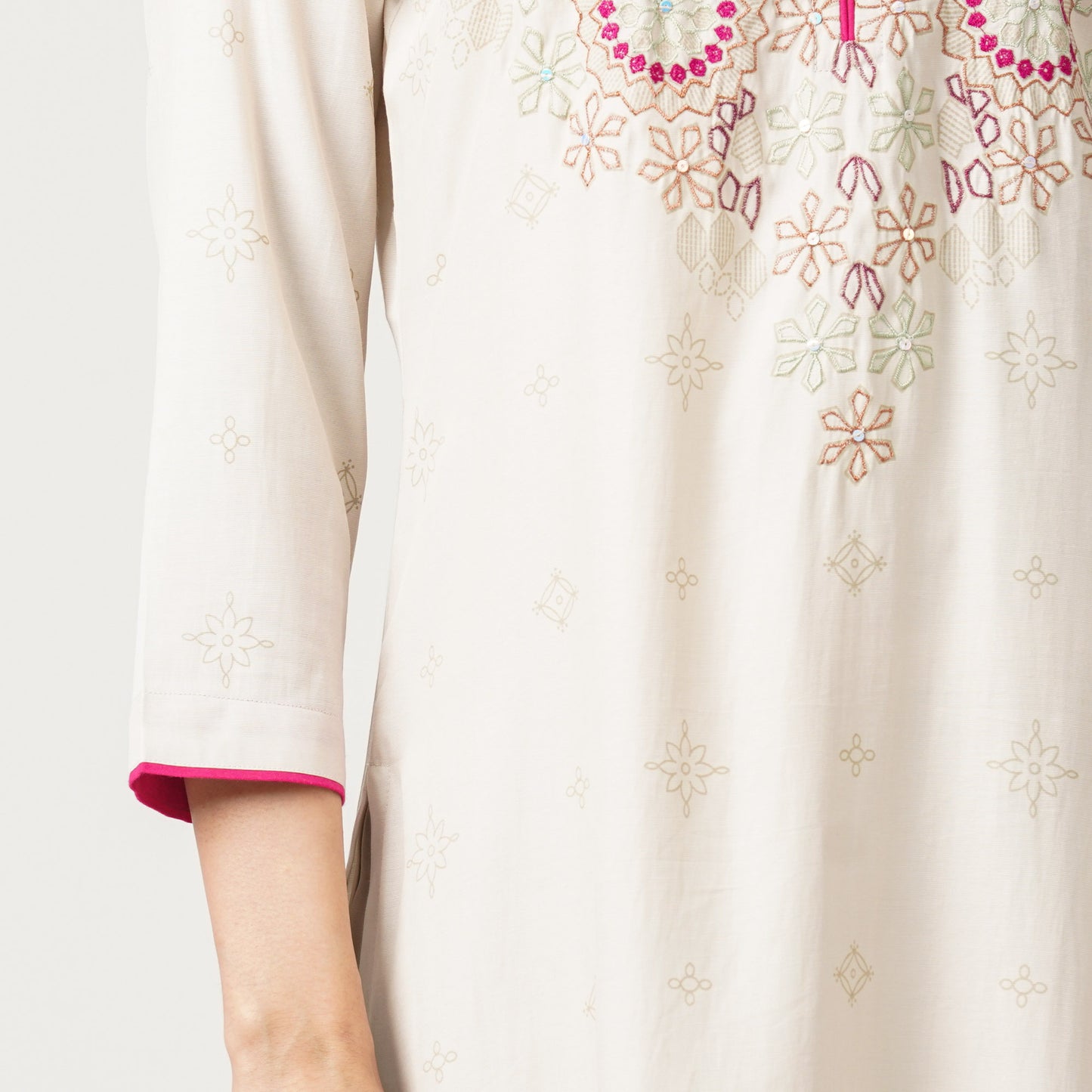 Womens Cashmilon Embroidered Three Piece Set