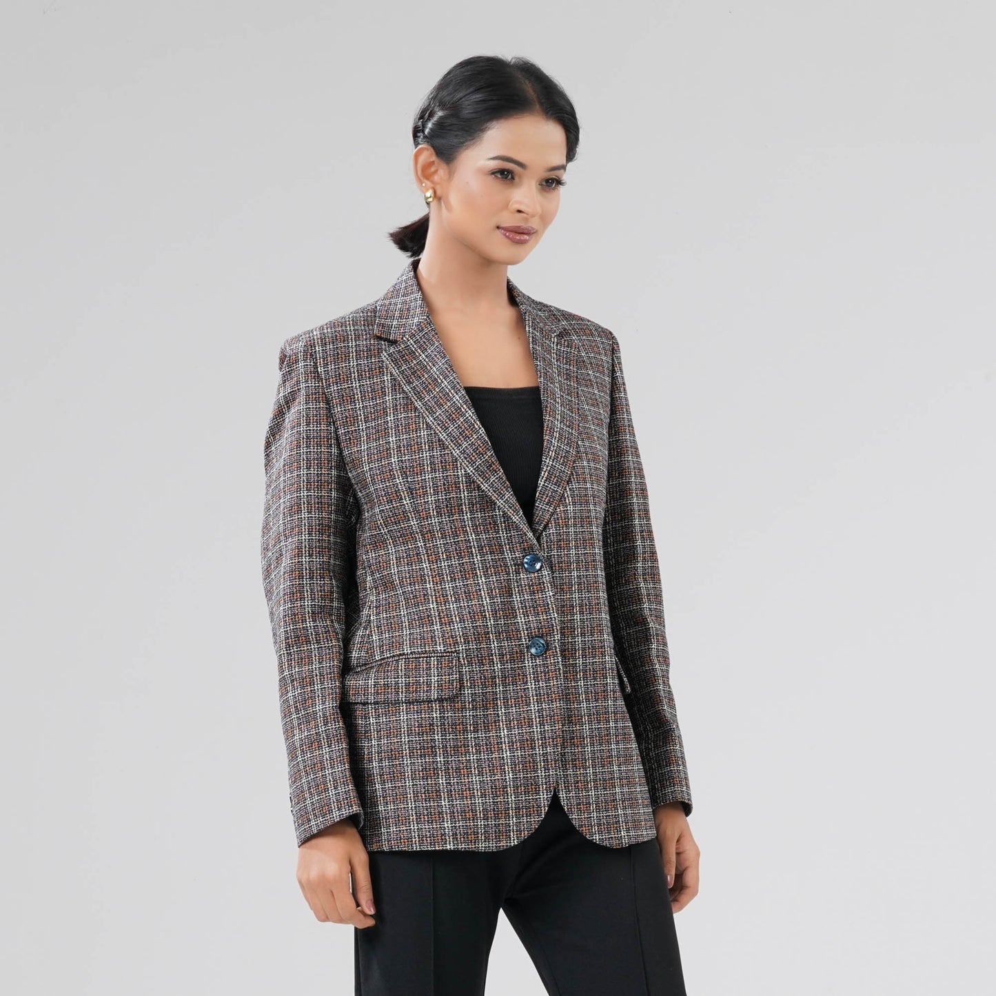 Women's Navy Check Blazer