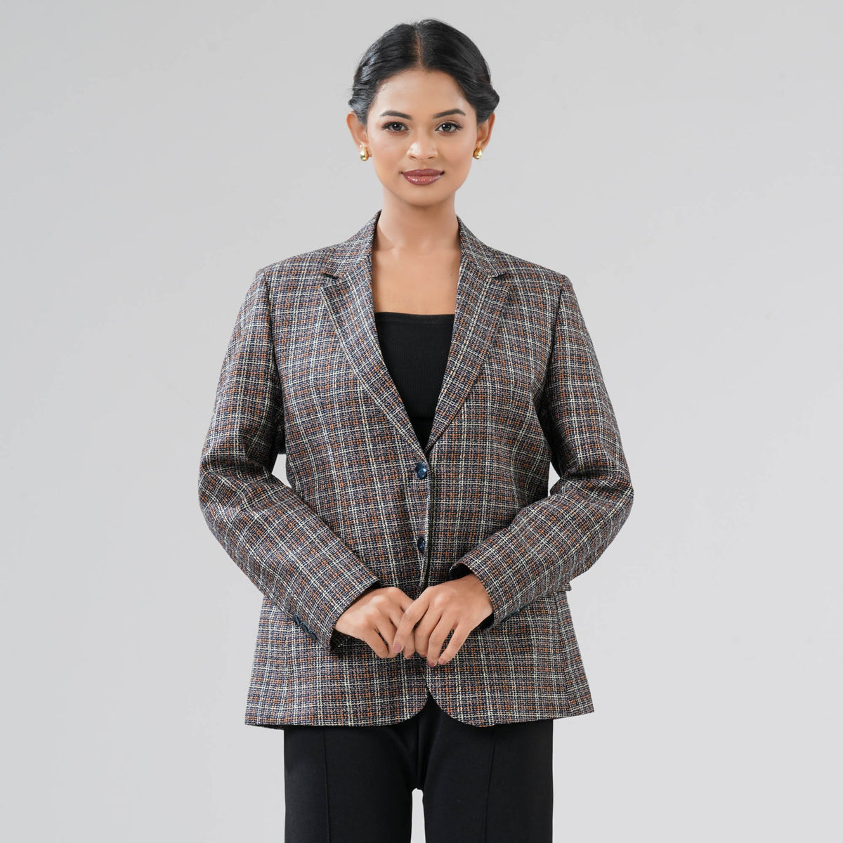 Women's Navy Check Blazer
