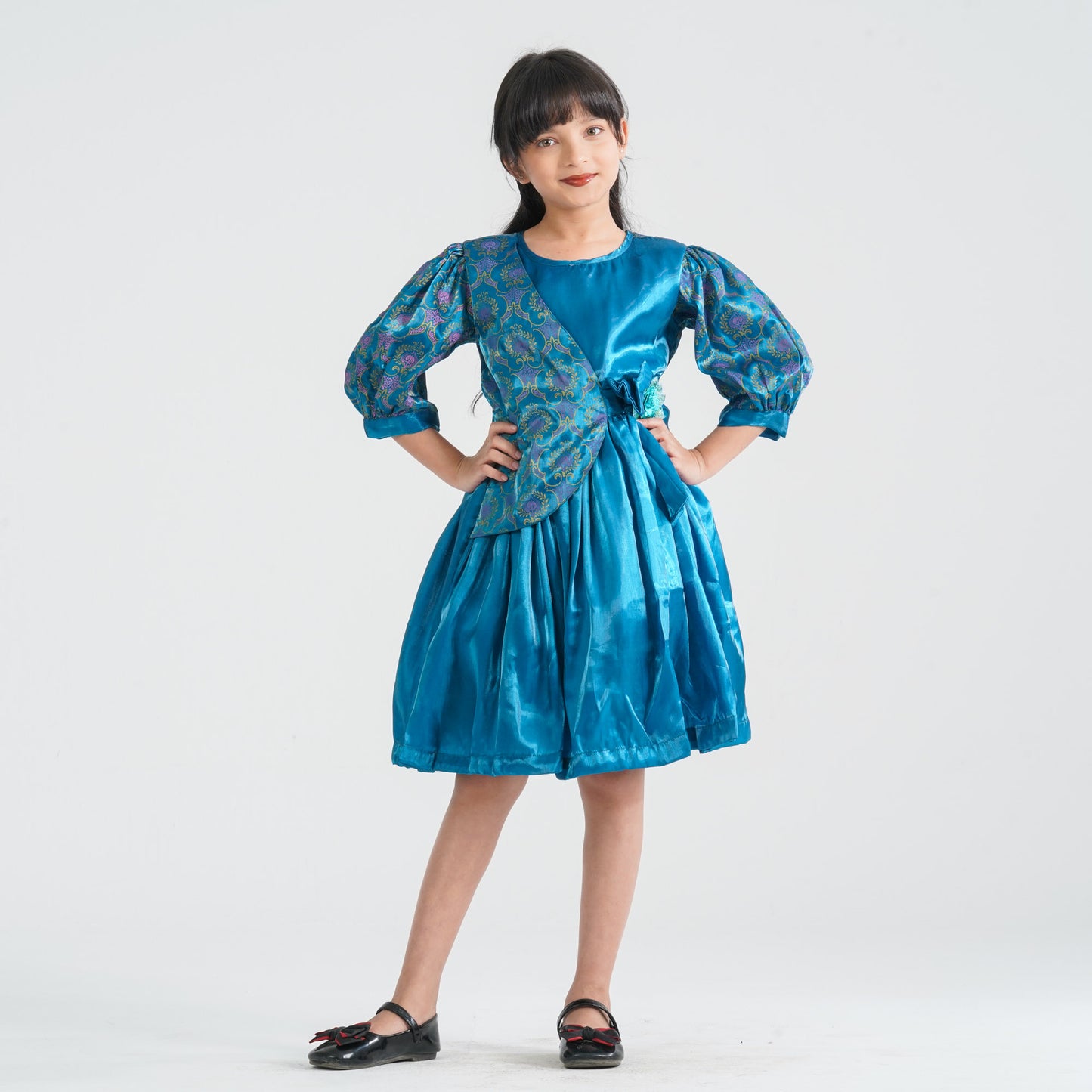 Girl’s Teal Flared Midi Frock
