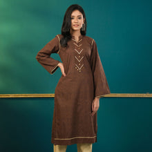 Load image into Gallery viewer, ETHNIC AVERAGE KURTI-BROWN
