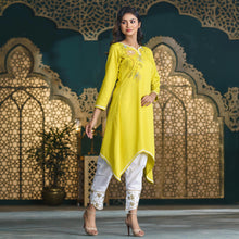 Load image into Gallery viewer, ETHNIC PREMIUM KURTI-LIME
