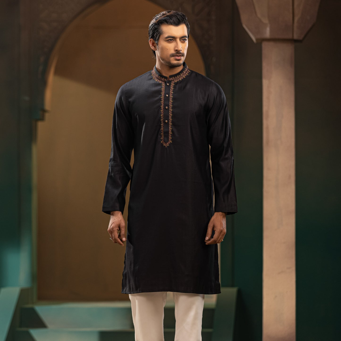 Mens Black Karchupi Panjabi