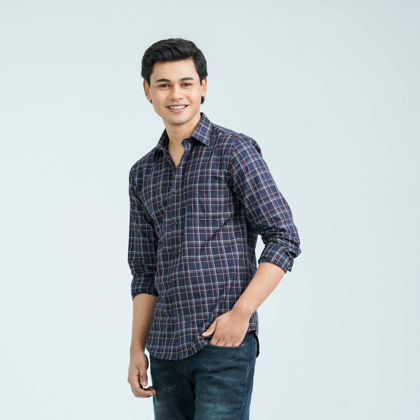 Men’s Ash Navy Casual Cotton Shirt
