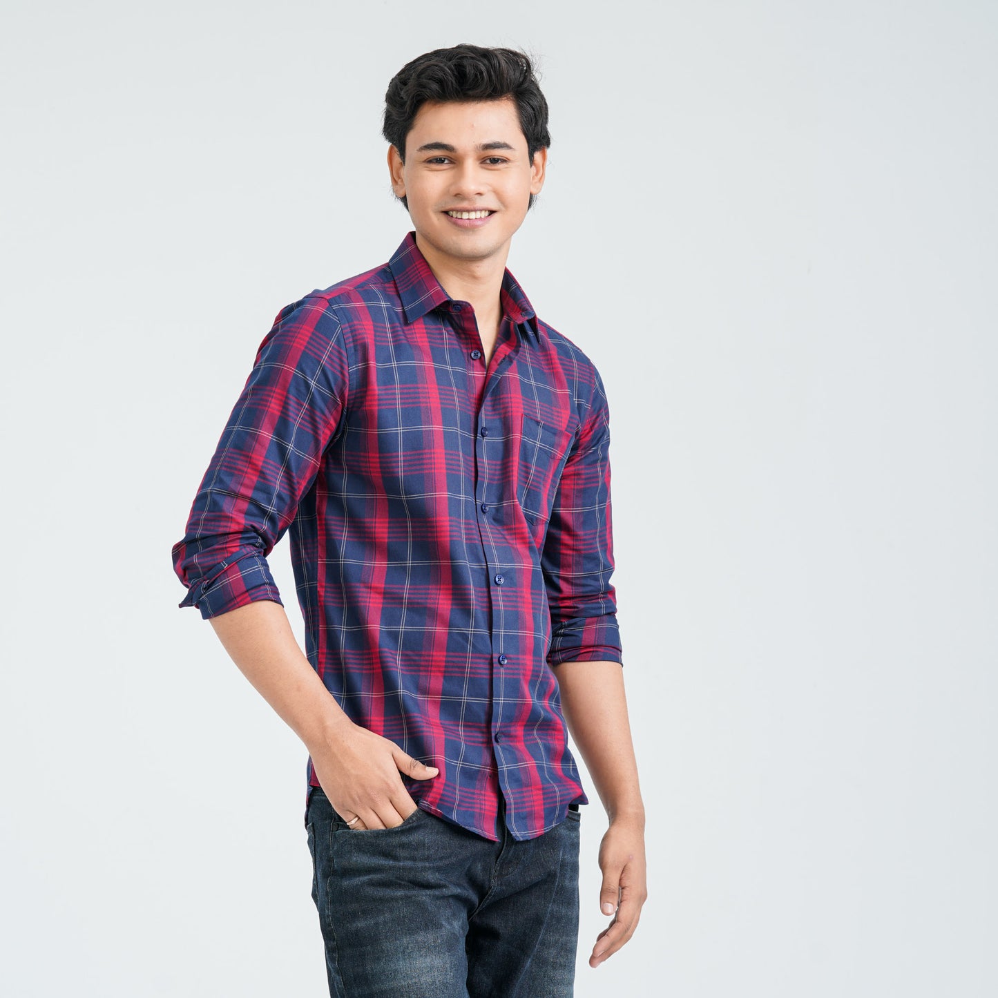 Men’s Red Navy Casual Cotton Shirt