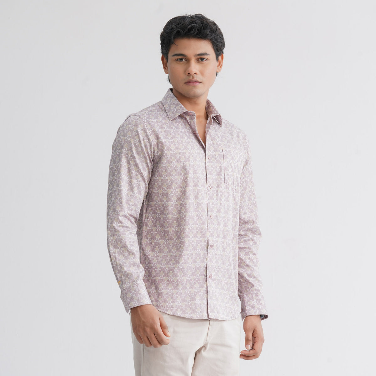Men's Maroon AOP Casual Shirt