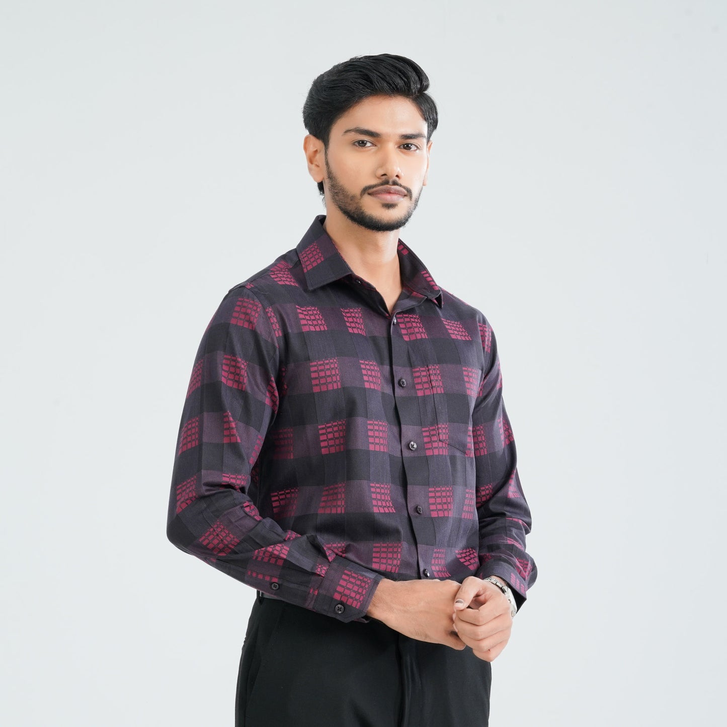 Men’s Maroon Cotton Formal Shirt