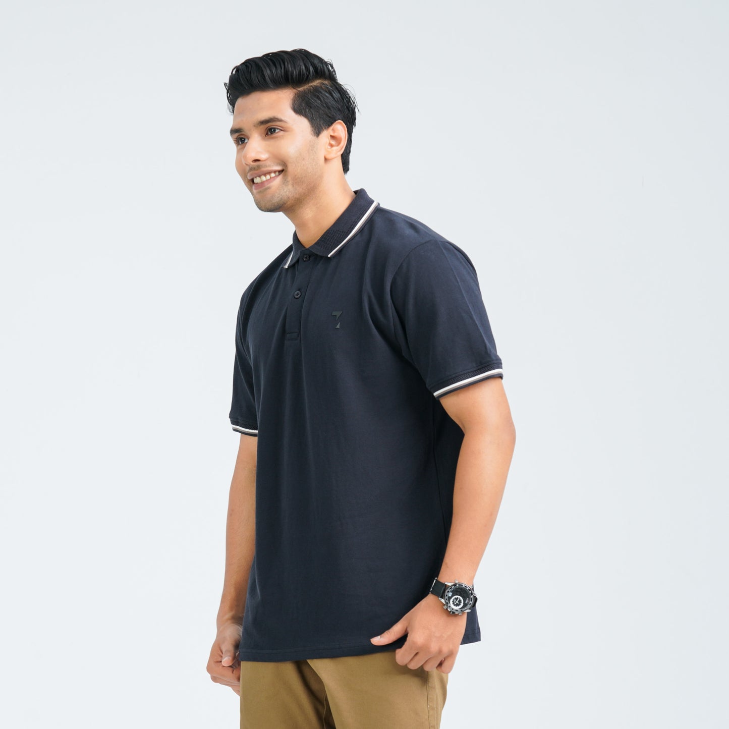 Men's Black Cotton Polo
