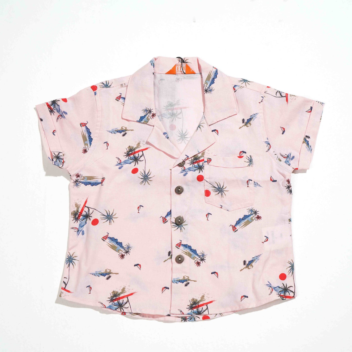 NEW BORN BOYS SHIRT- PINK AOP