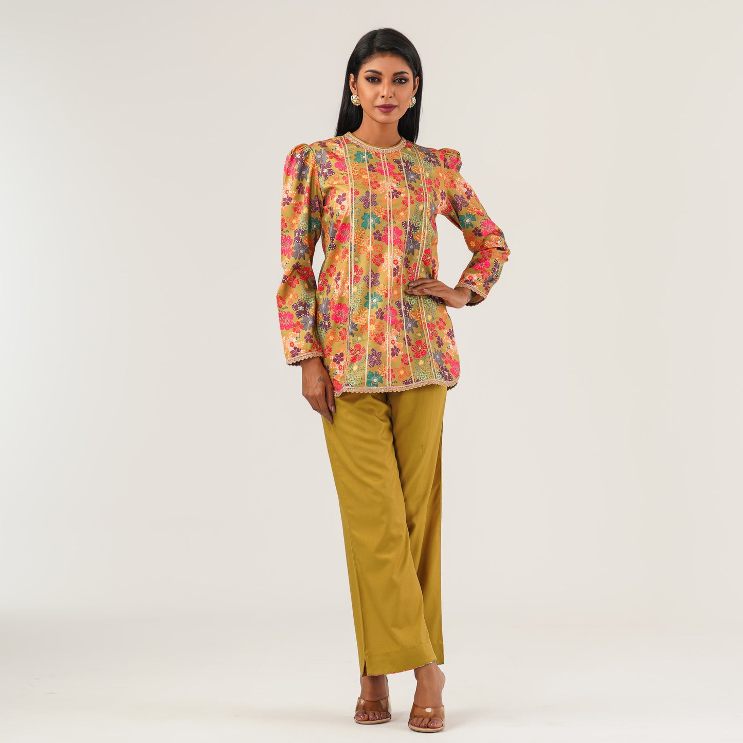 Womens Floral Ethnic Two Piece Set