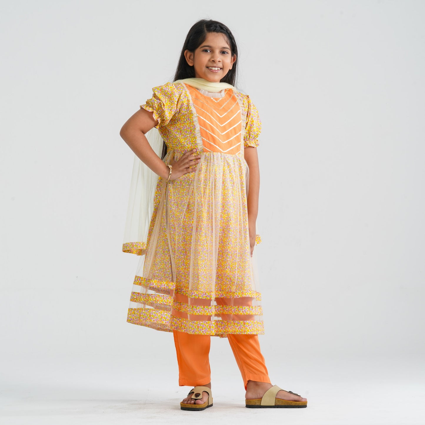 Girl’s Cotton Net Three Piece Set