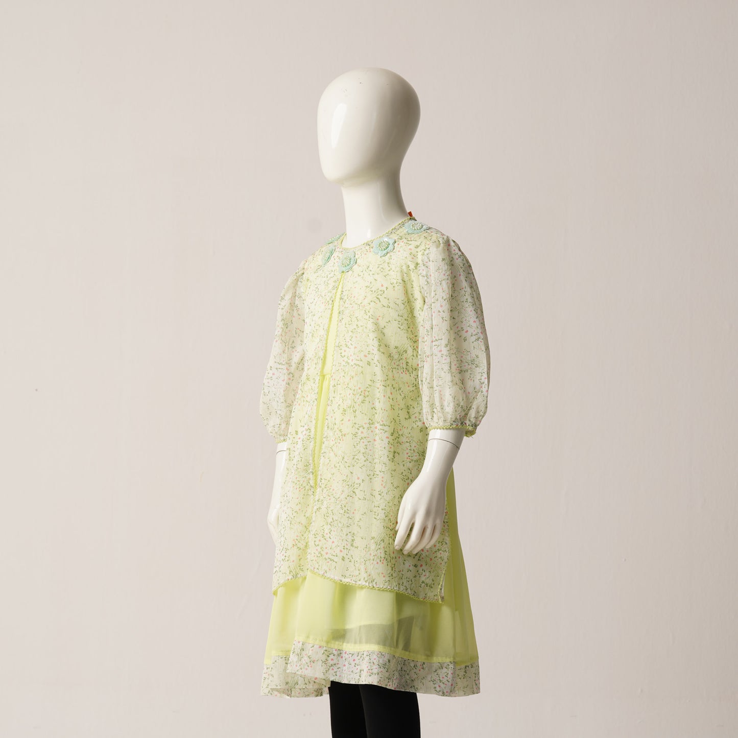 Girls Frock-Line Green