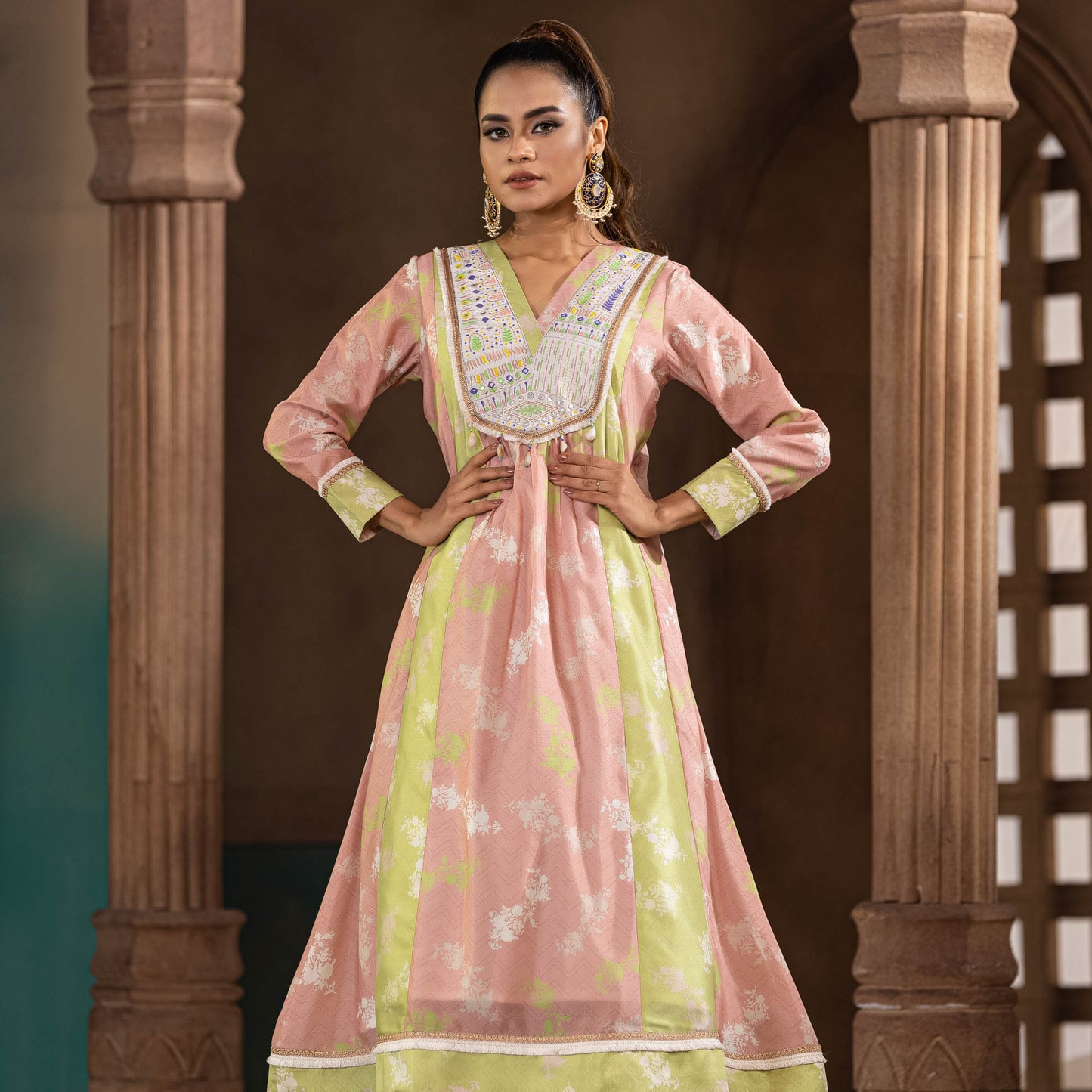 Women Multicolor Silk Kurti