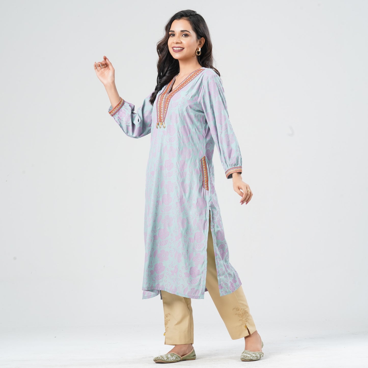Women’s Shimmer Cotton Embroidered Kurti
