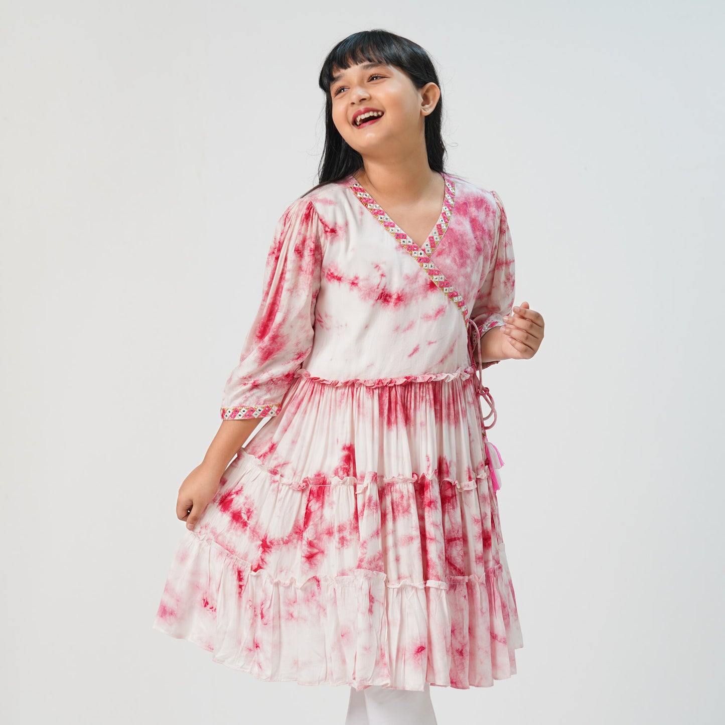 Teen Girls Pink Embroidered Frock