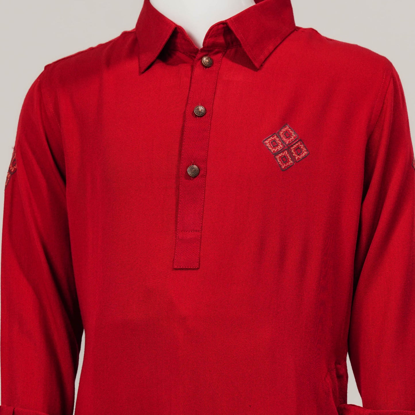 Boys Embroidery Red Kabli