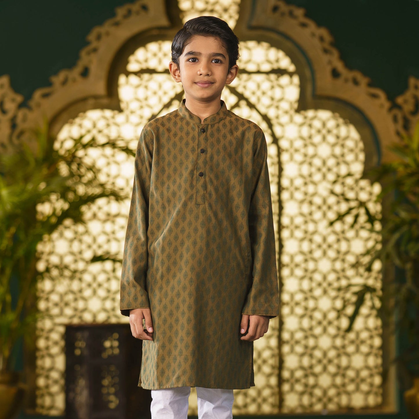 Boys Olive-Green Panjabi