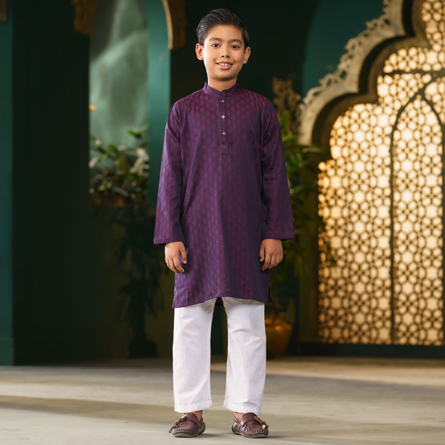 Boys Purple Basic Panjabi