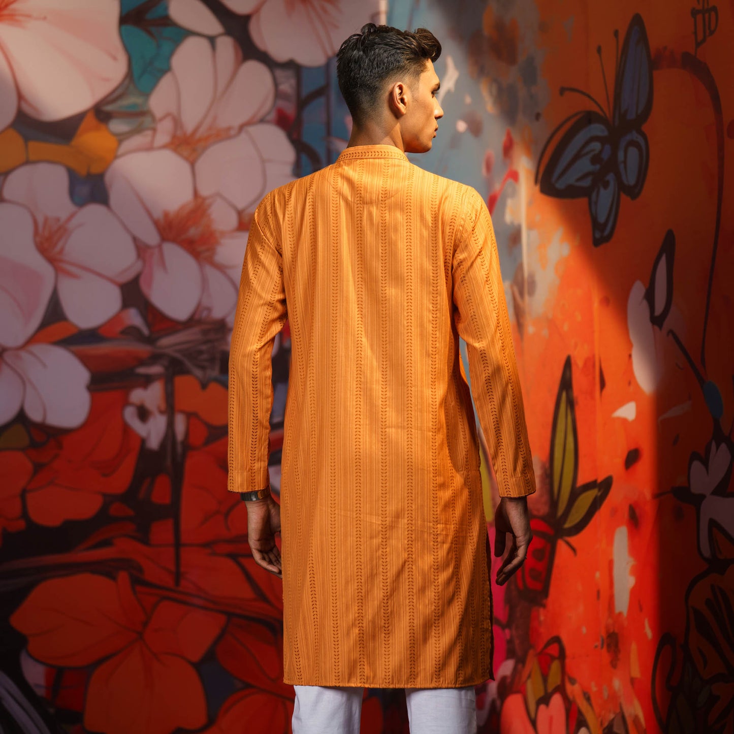 Men's Peach Orange Panjabi