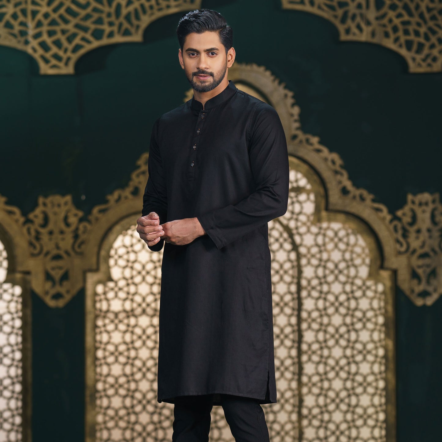 Men’s Black Basic Panjabi