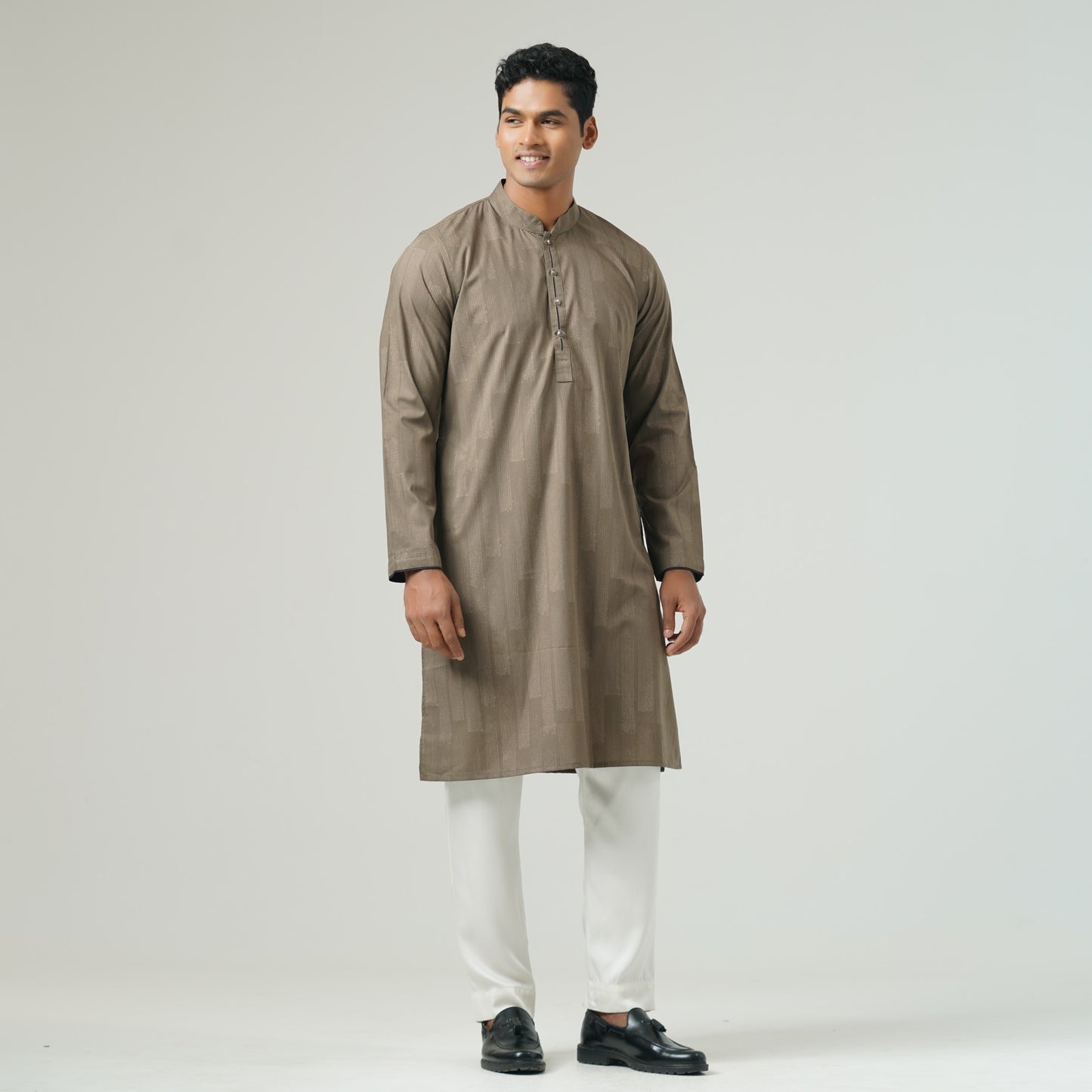 Mens Olive Brown Basic Panjabi