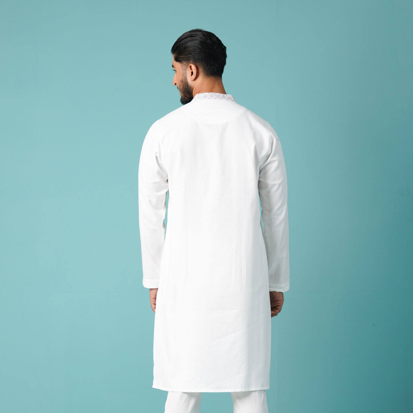 Mens White Embroidered Panjabi