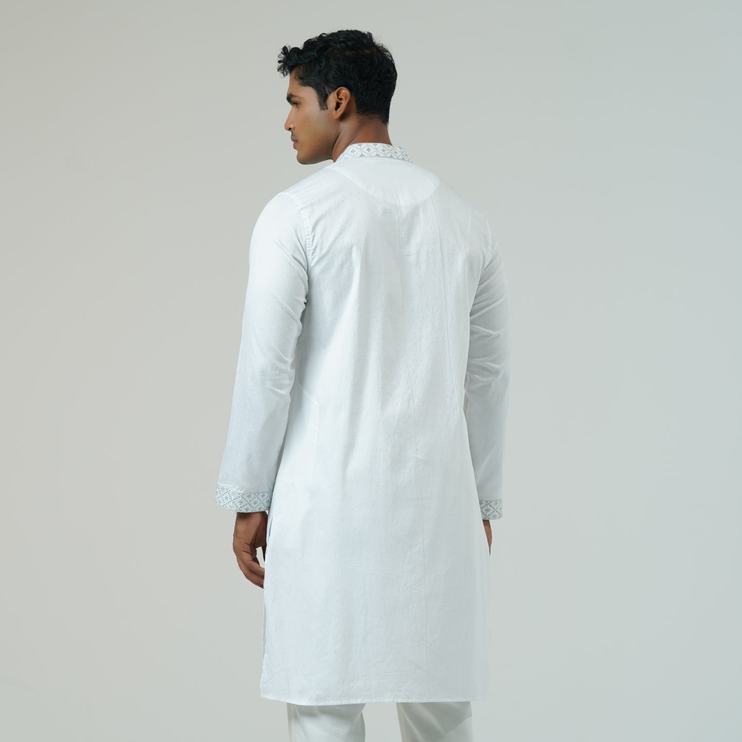 Mens White Embroidery Panjabi