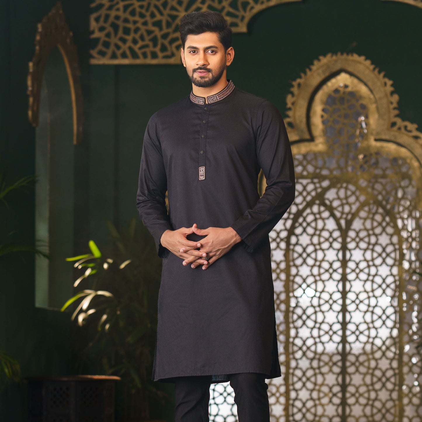 Mens Black Karchupi Panjabi