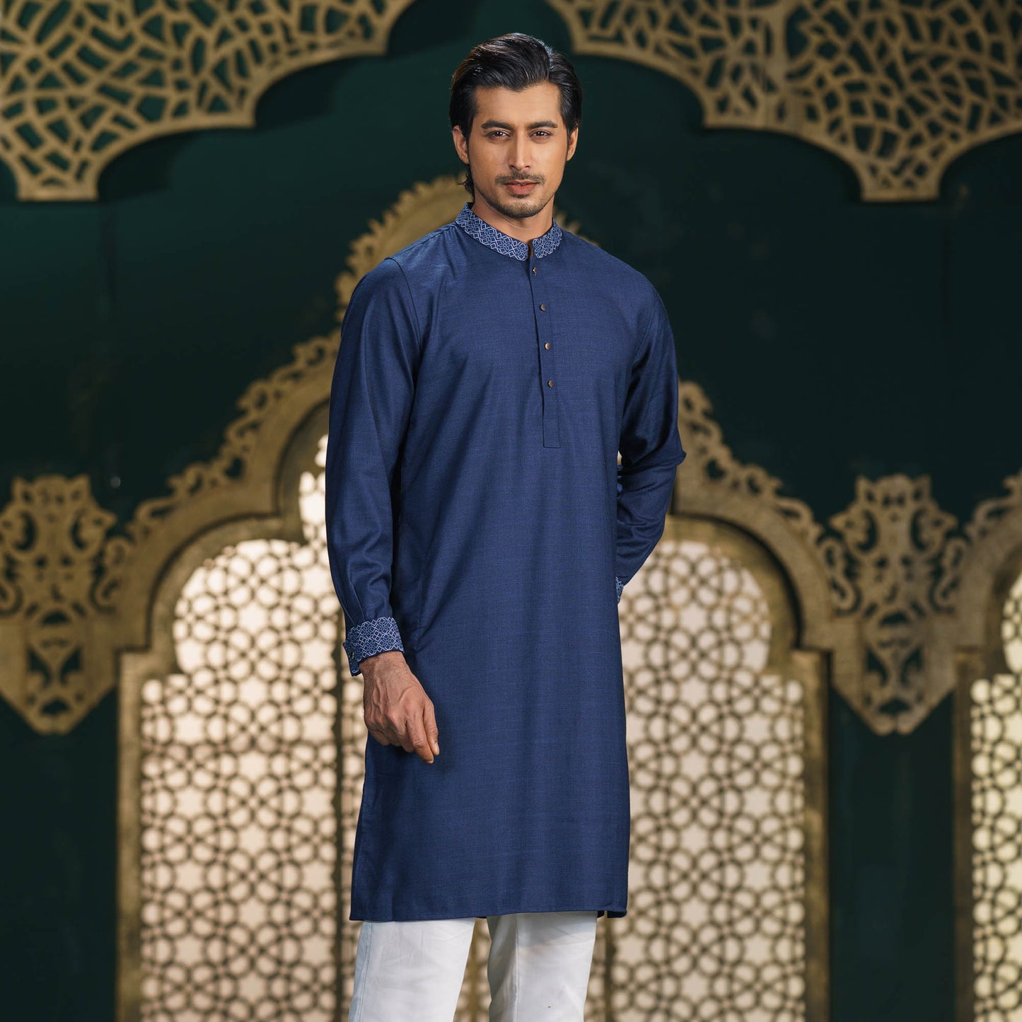 MENS PREMIUM PANJABI-DEEP BLUE