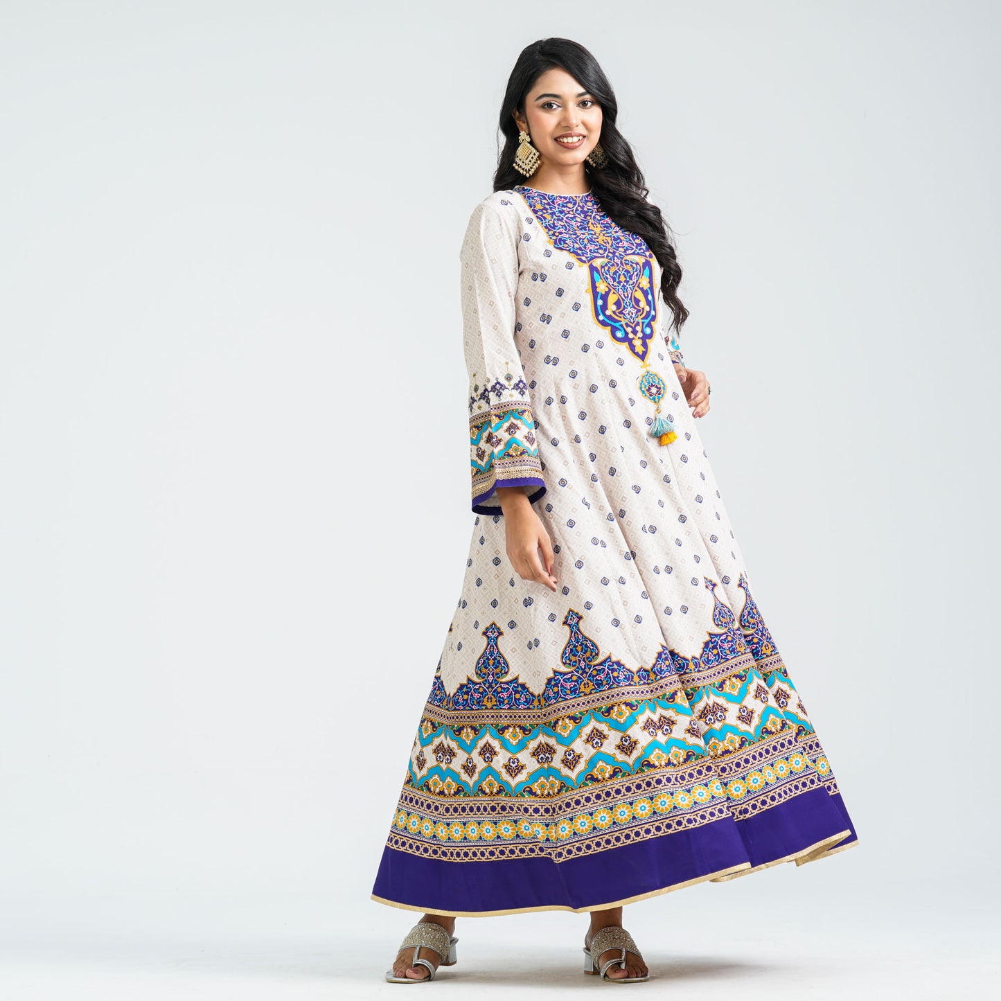 Women’s Embroidered Blue Silk Gown