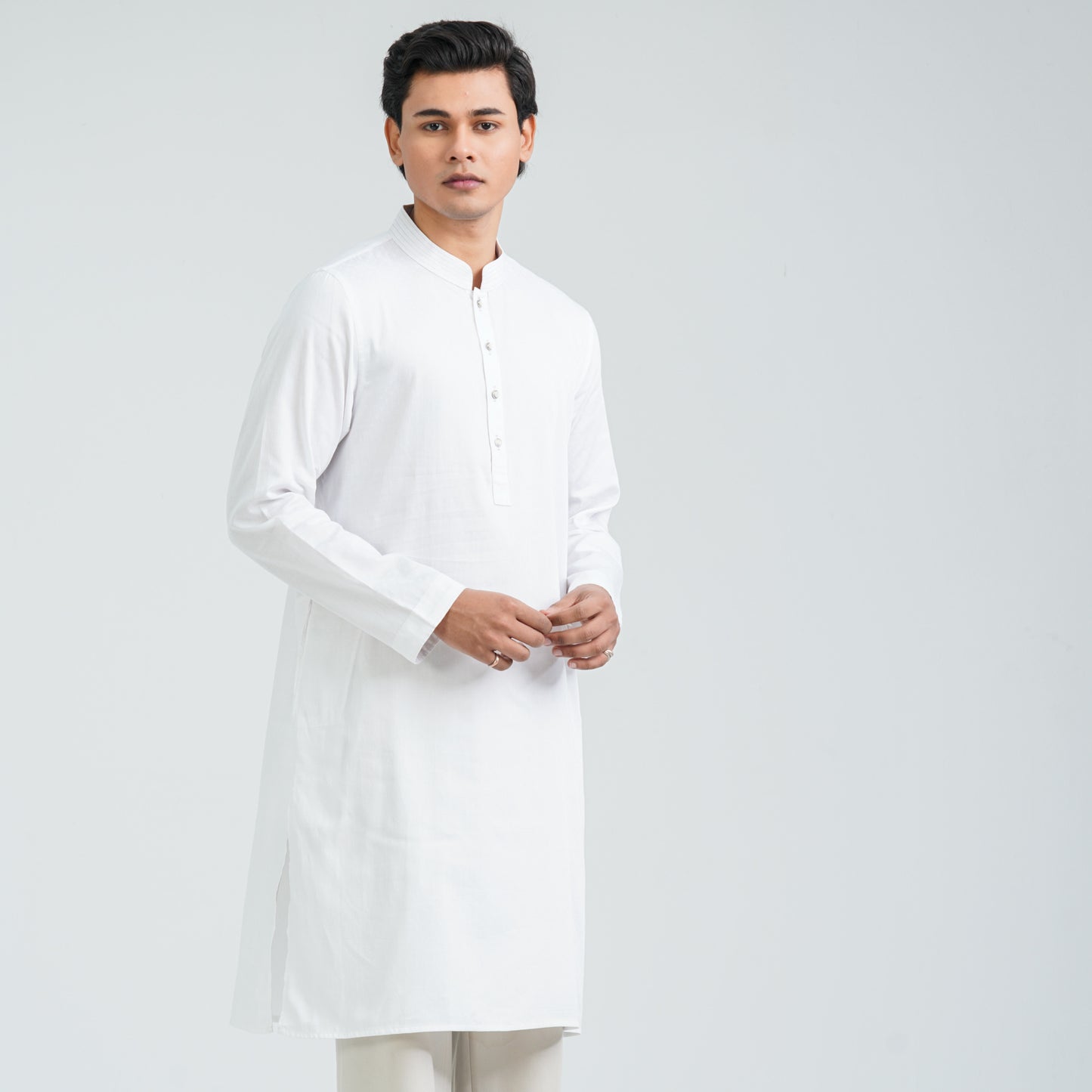 Men’s White Viscose Basic Panjabi