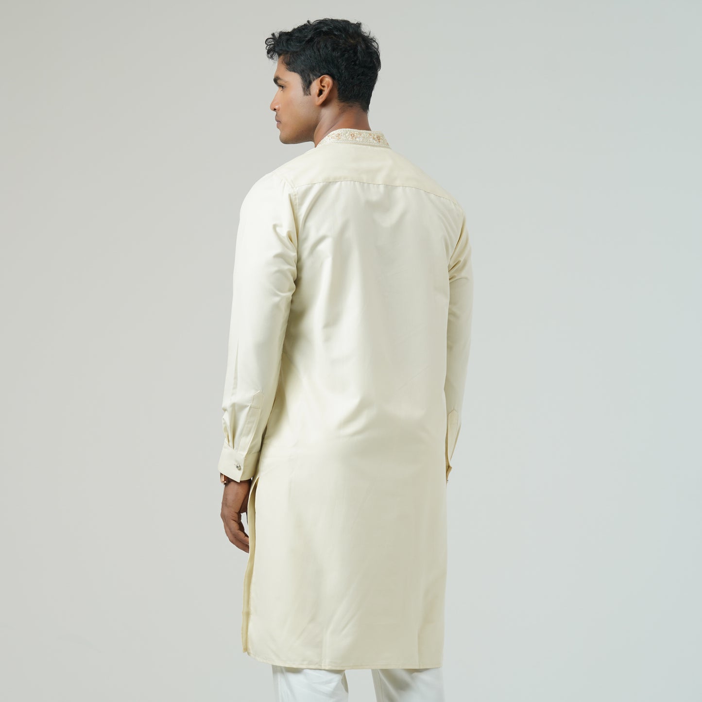 Mens Off White Embroidery Panjabi