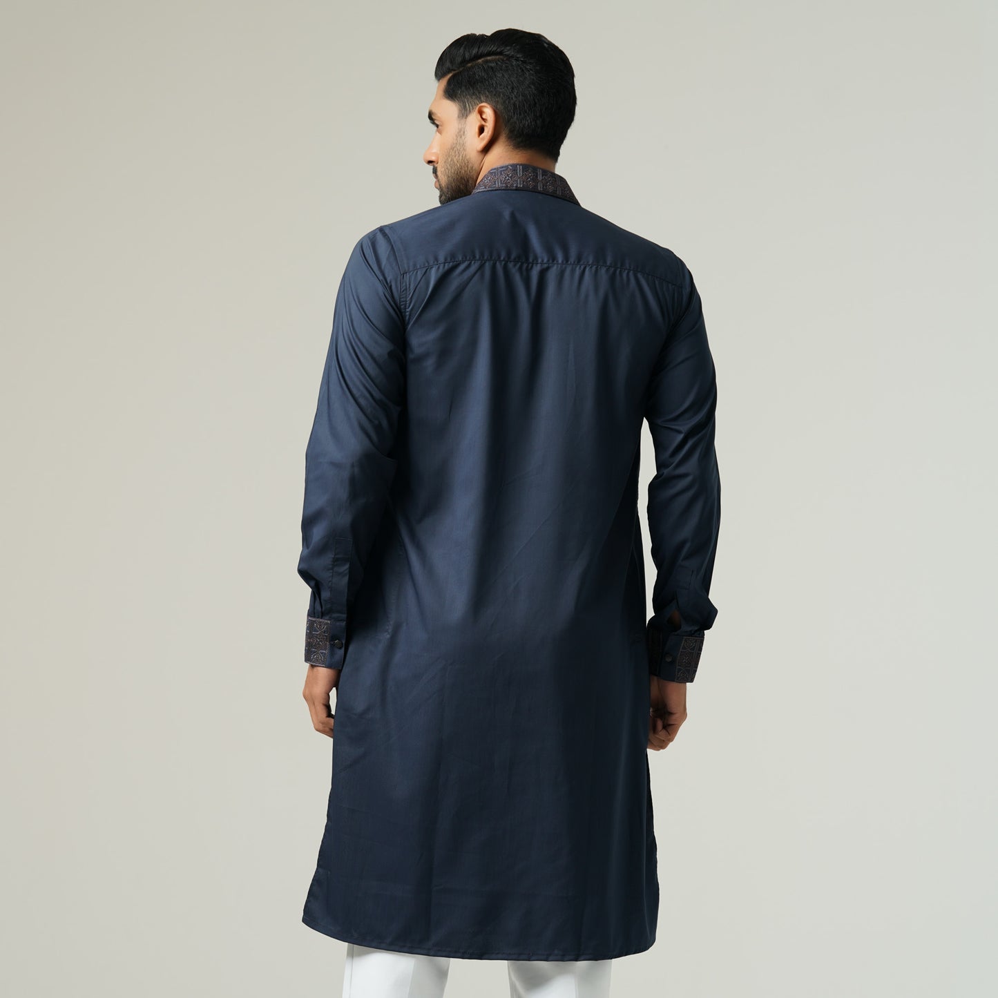 Mens Navy Embroidery Panjabi