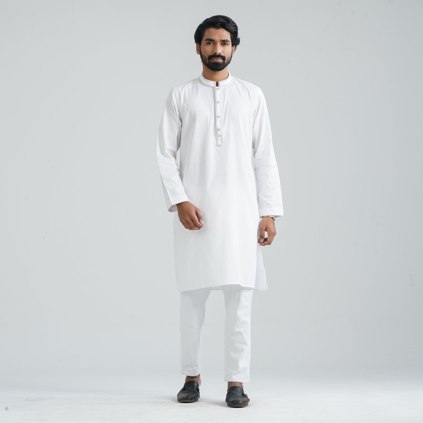 Men’s White Cotton Blend Panjabi
