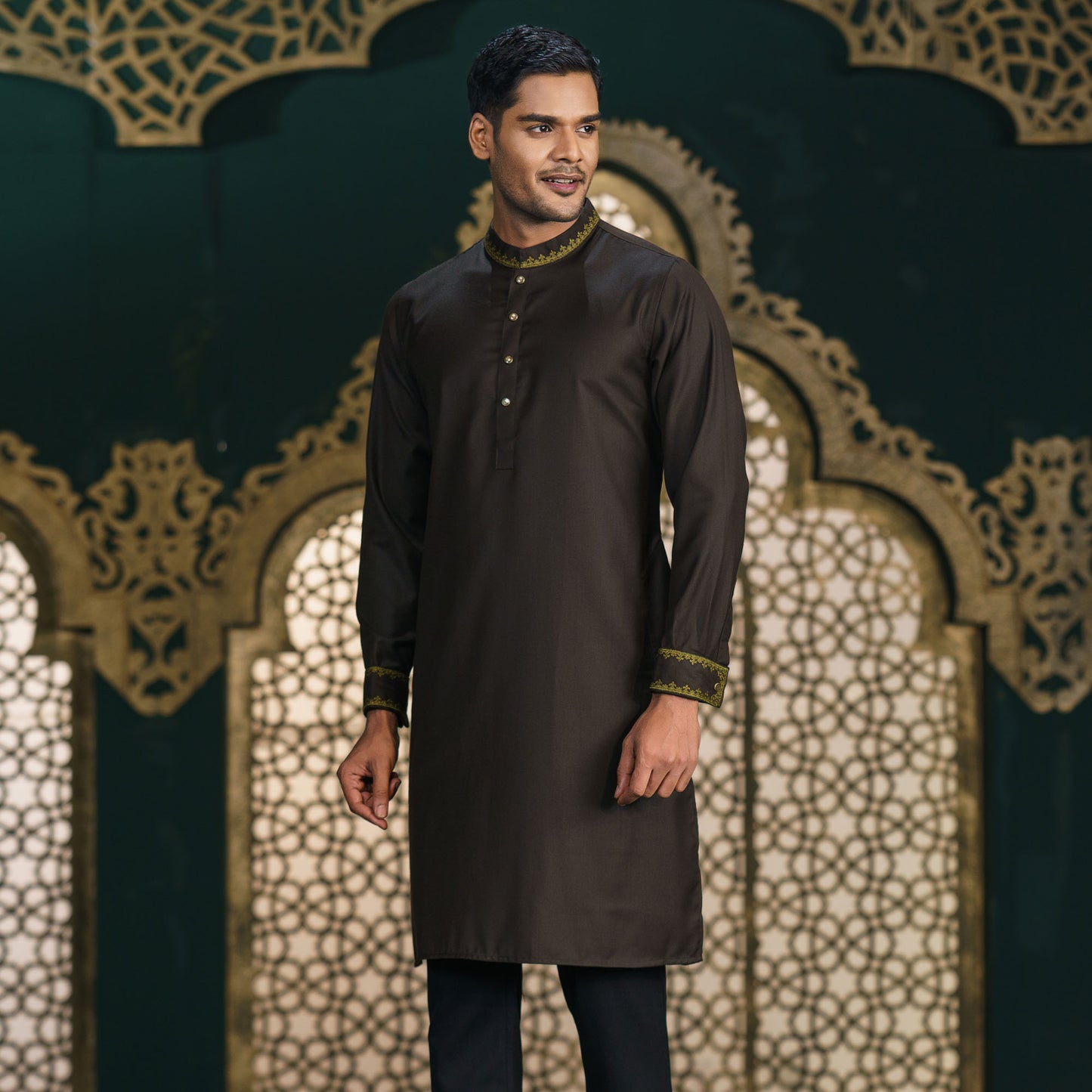 Mens Premium Panjabi-Khaki