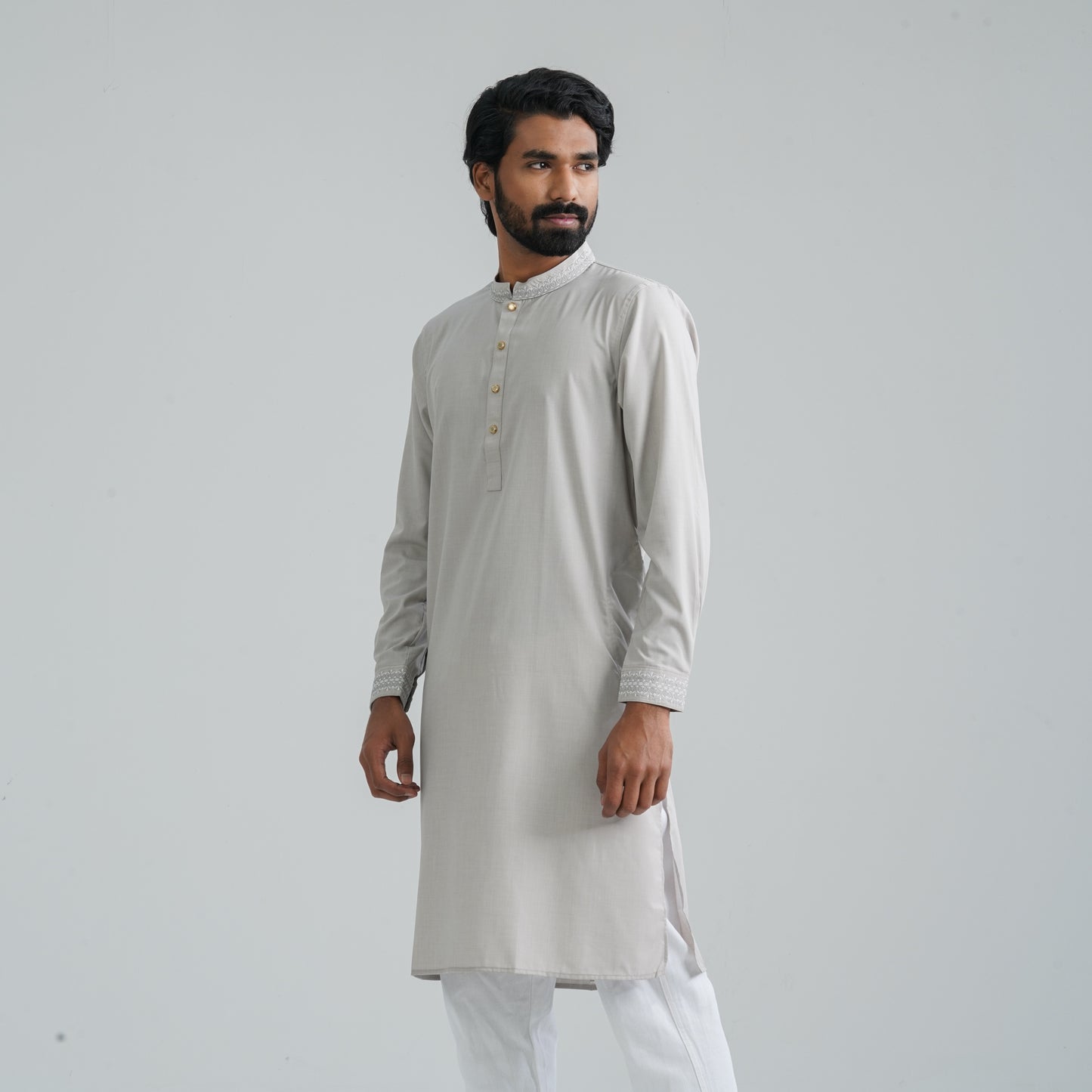 Men’s Grey Embroidery Panjabi