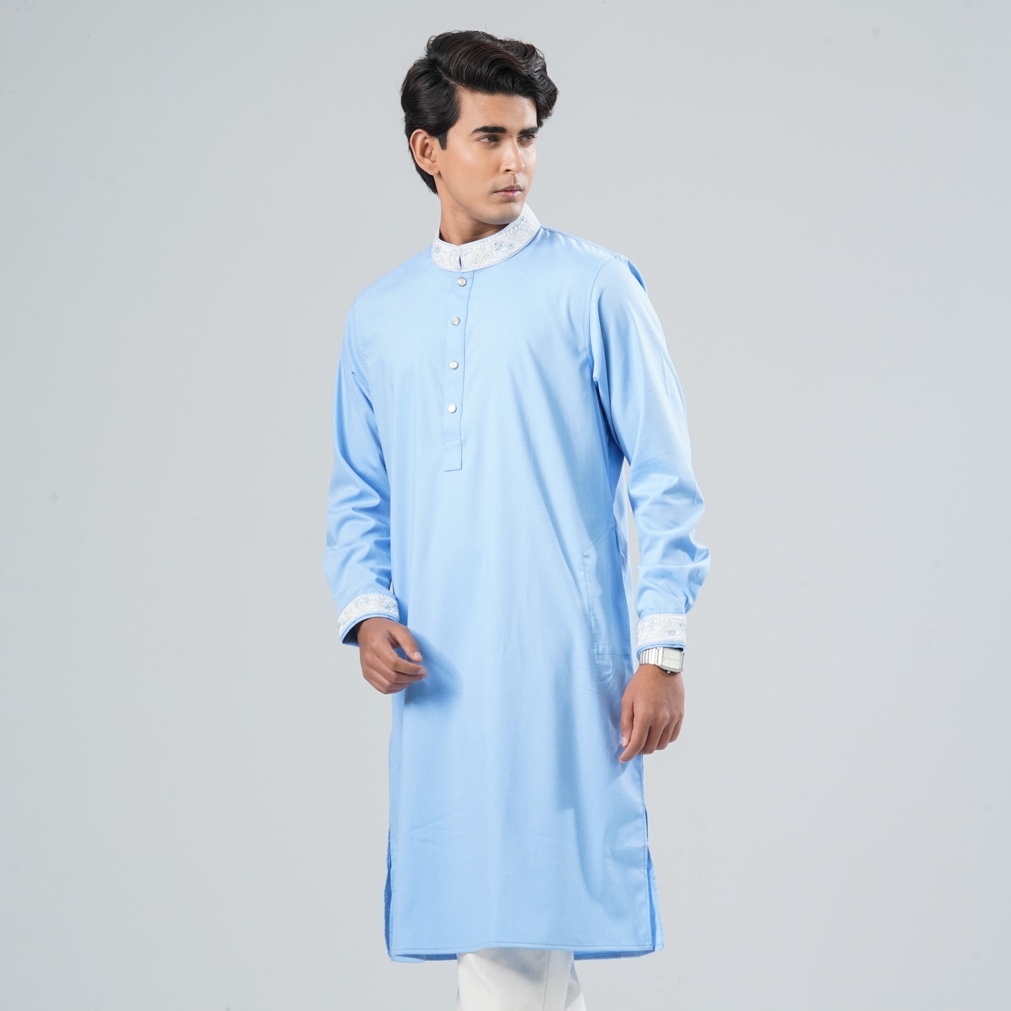 Men’s Sky Blue Embroidered Panjabi