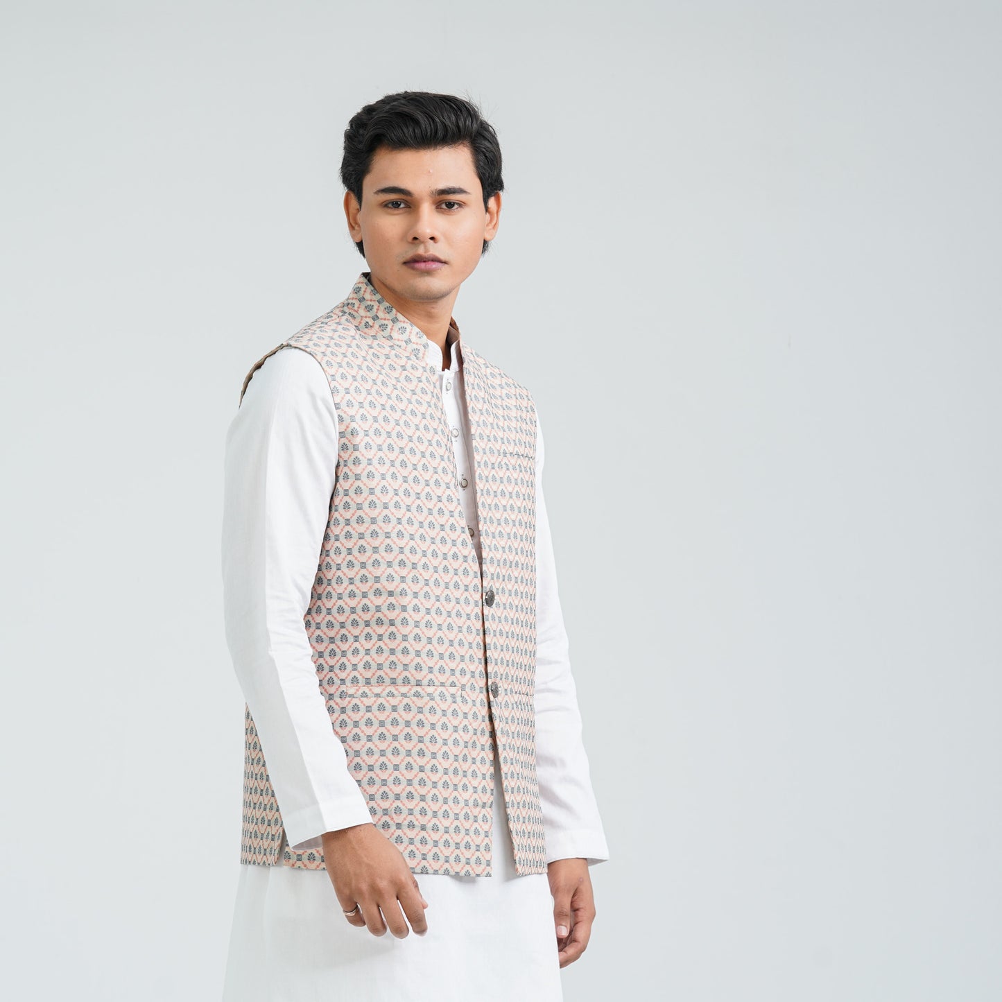 Men’s Pastel Pink Jacquard Vest