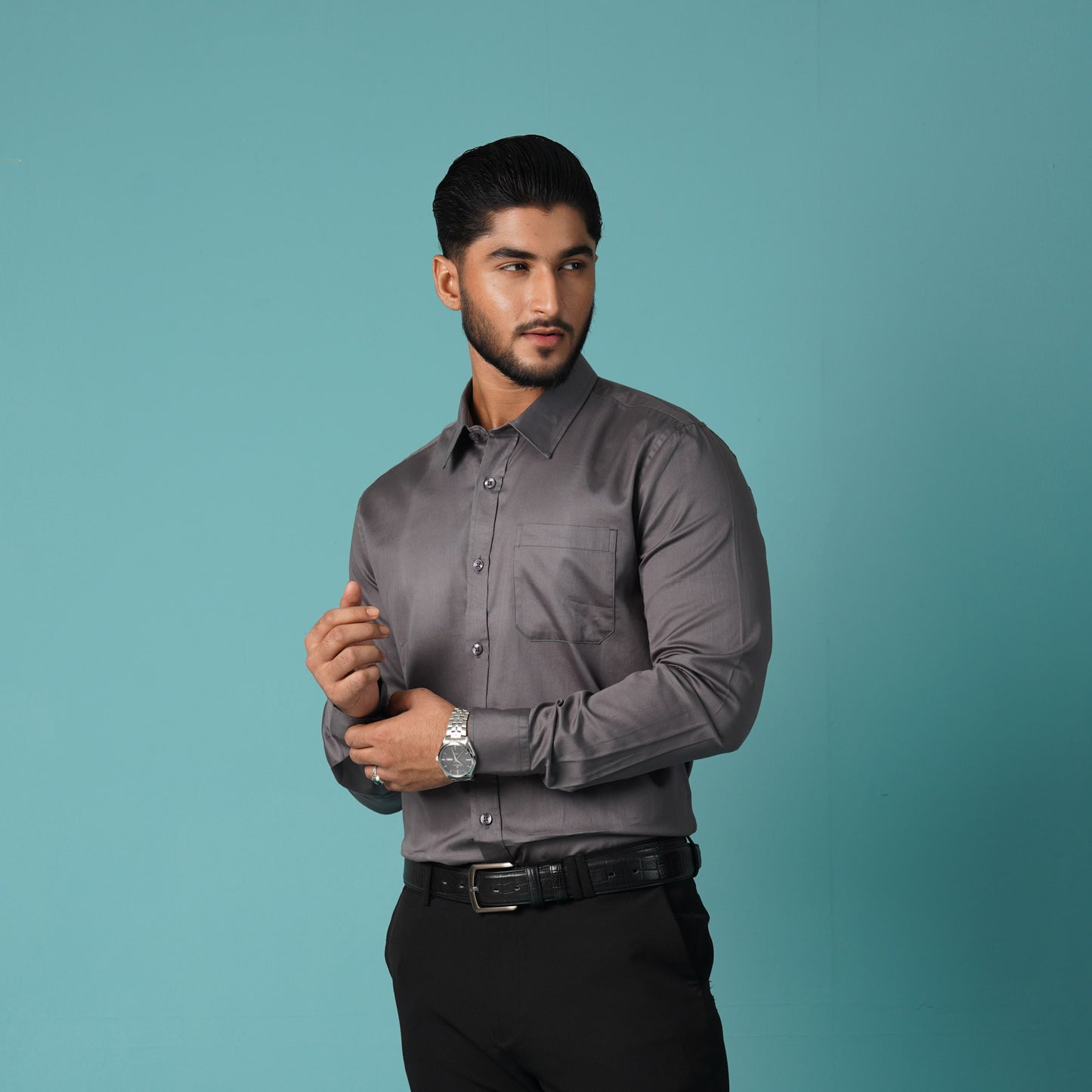 Mens Formal Shirt-Ash