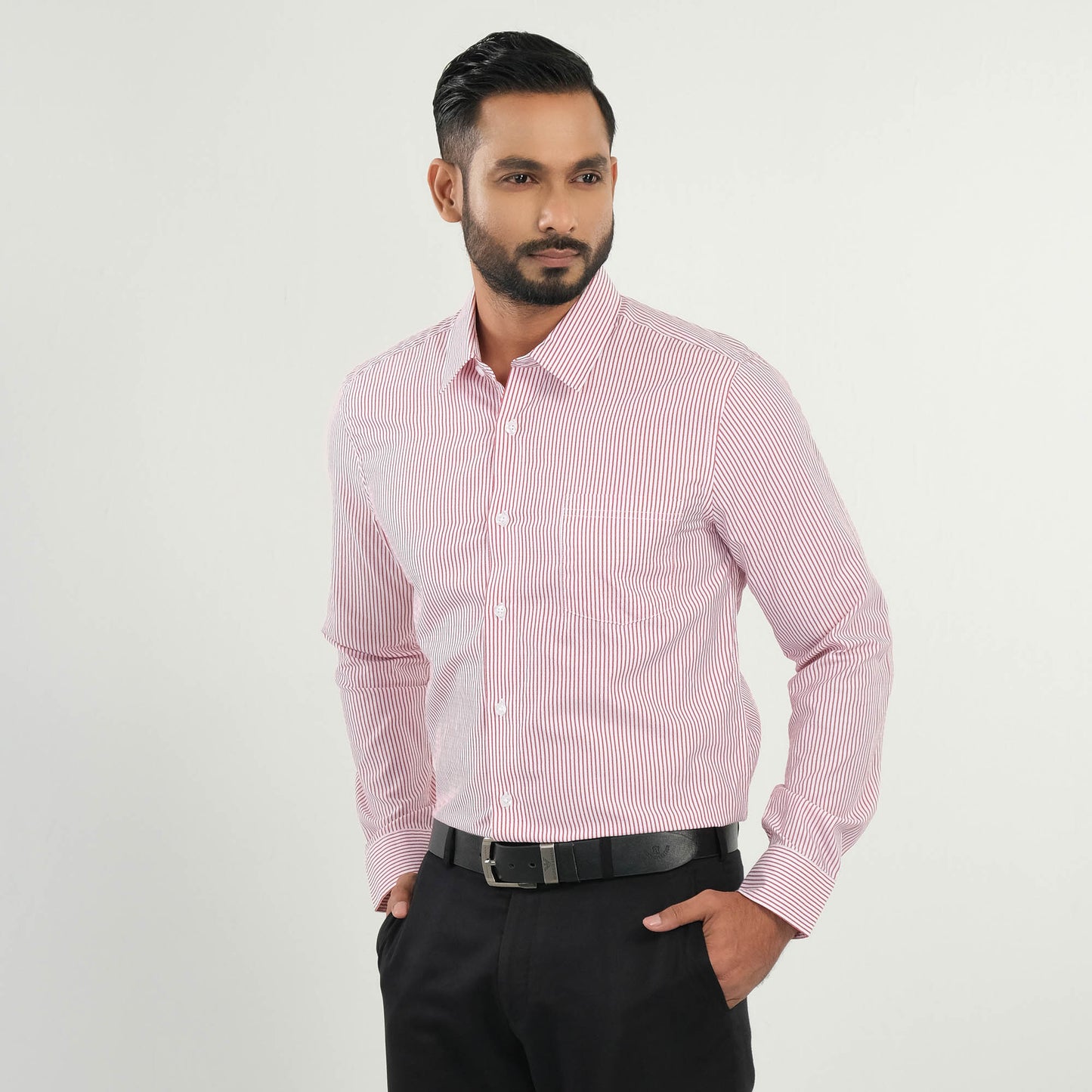 Mens Red Stripe Formal Shirt