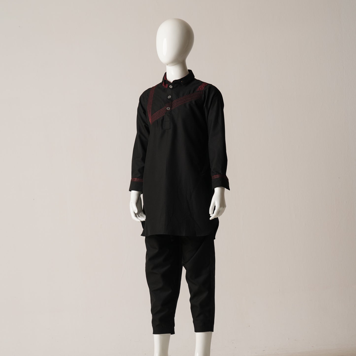 Boys Embroidery Kabli-Black