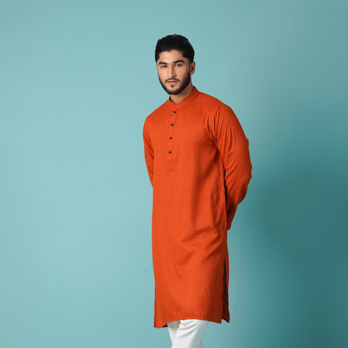 Mens Basic Panjabi-Orange