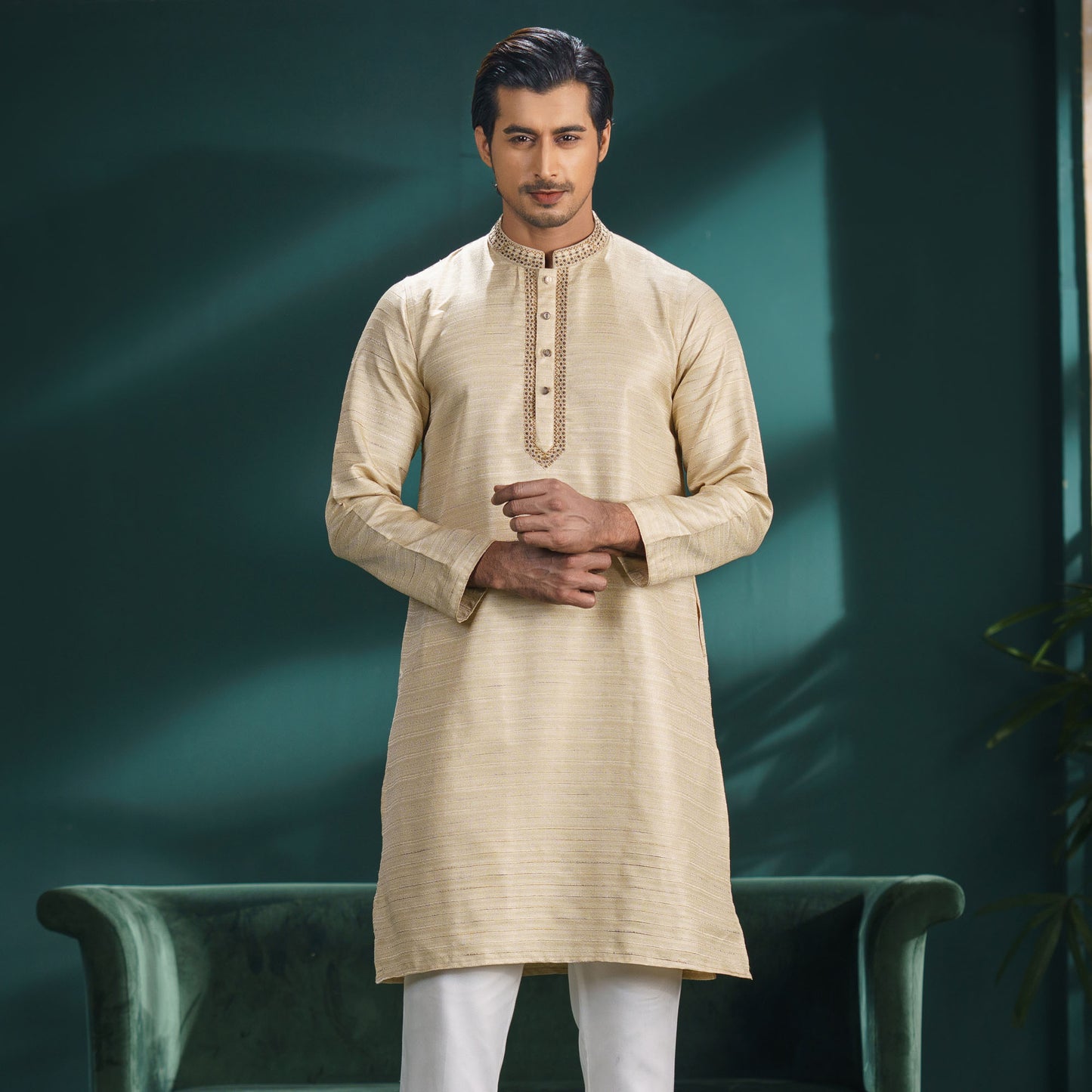 MENS EMBROIDERY PANJABI-GOLDEN 1