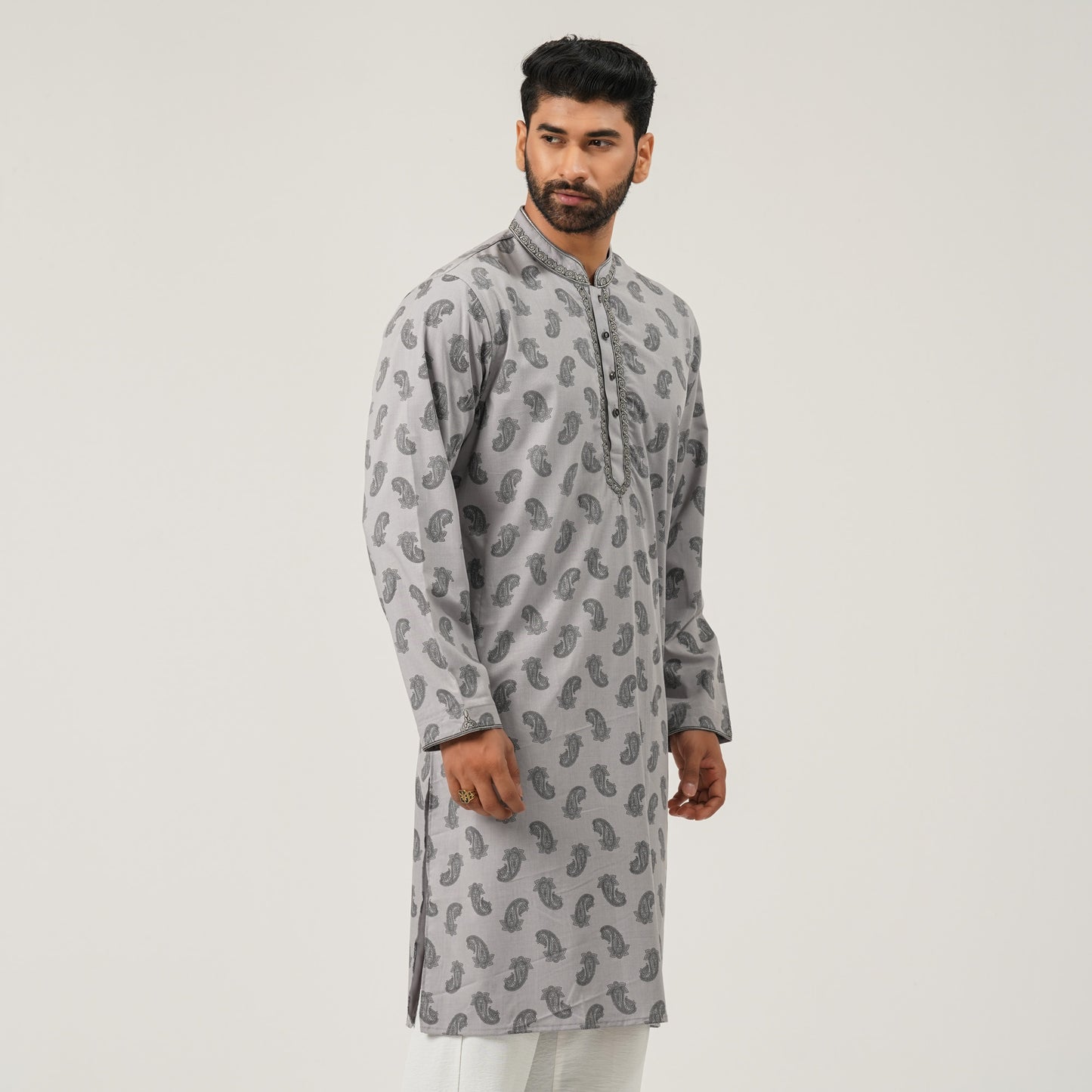 Mens Grey Premium Panjabi