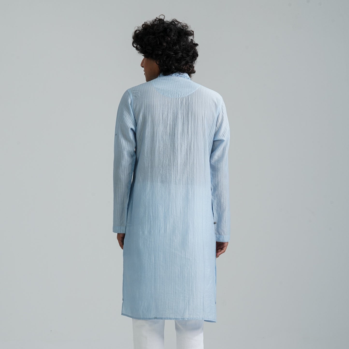 Men's Sky Blue Jacquard Panjabi